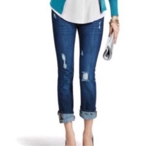 New - CAbi distressed slim boyfriend jeans